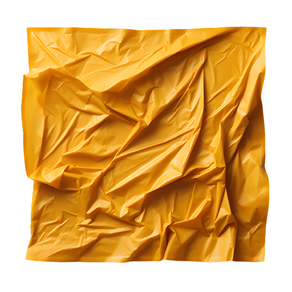 yellow crumpled paper png ,old paper crumpled isolated on transparent background ,generative ai