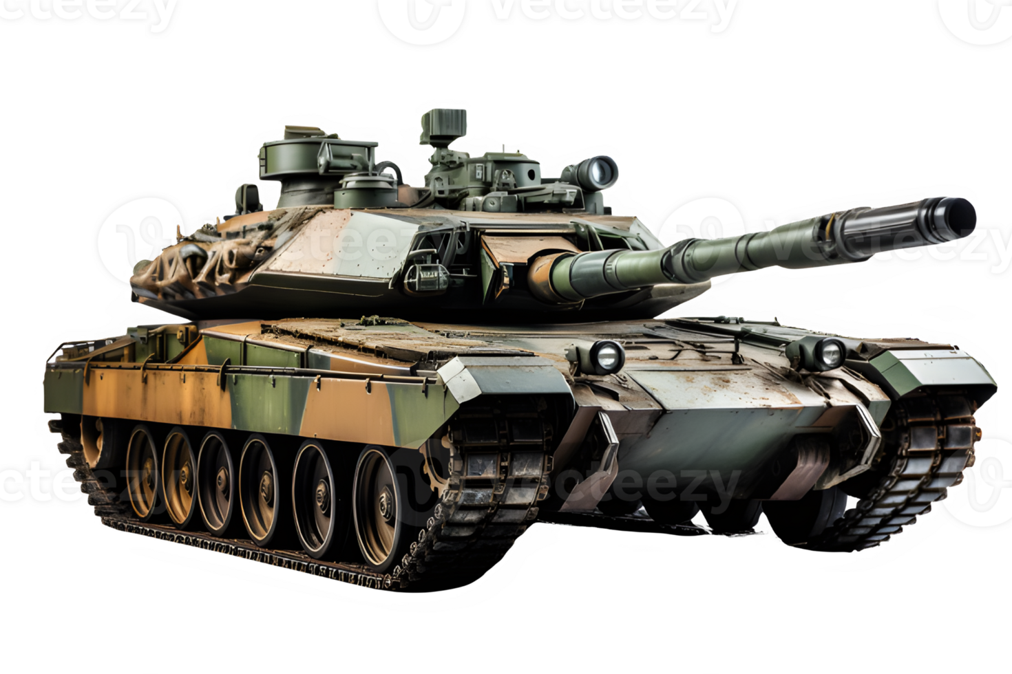 battle tank side view isolated on transparent background ,military