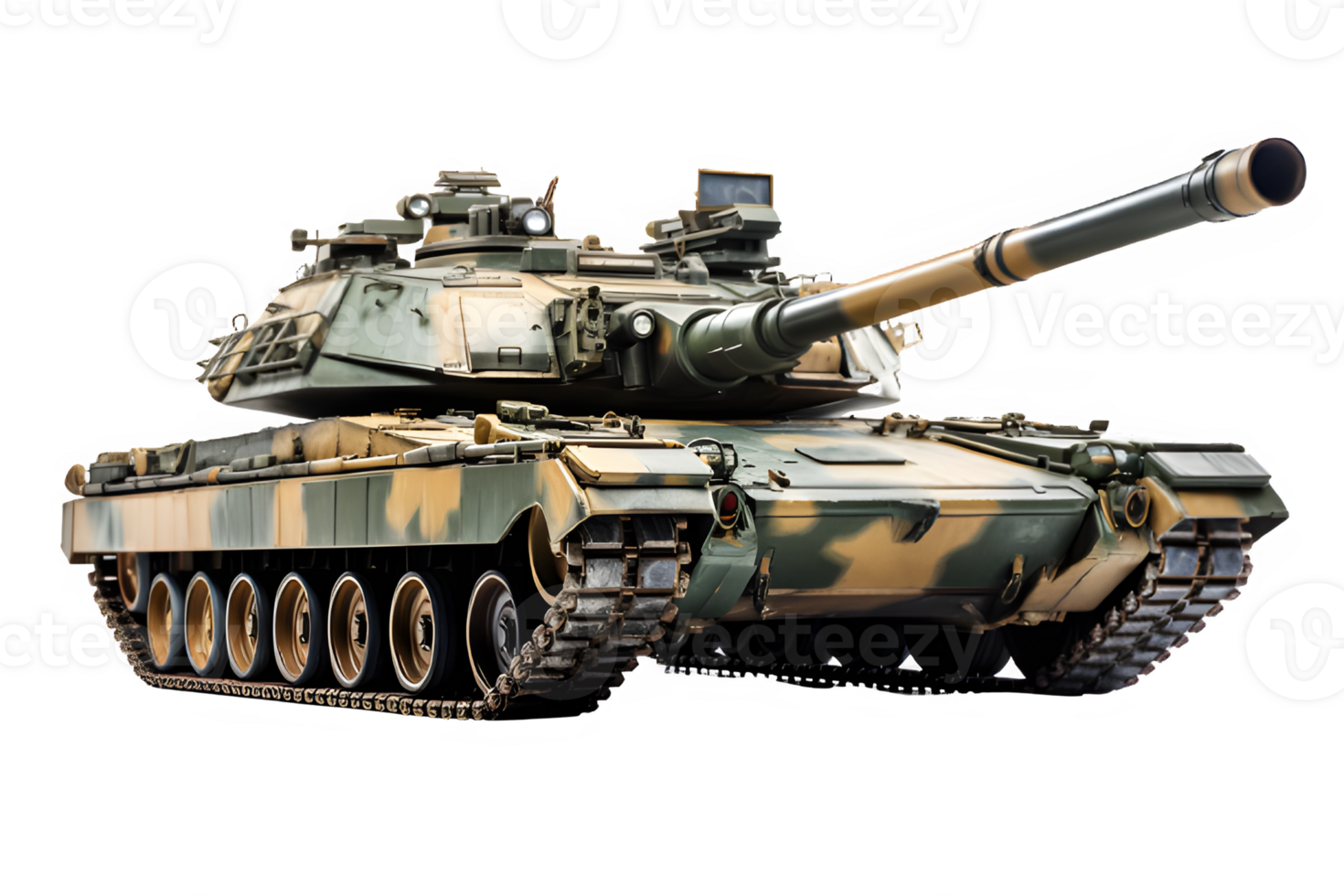 battle tank side view isolated on transparent background ,military tank png ,generative ai