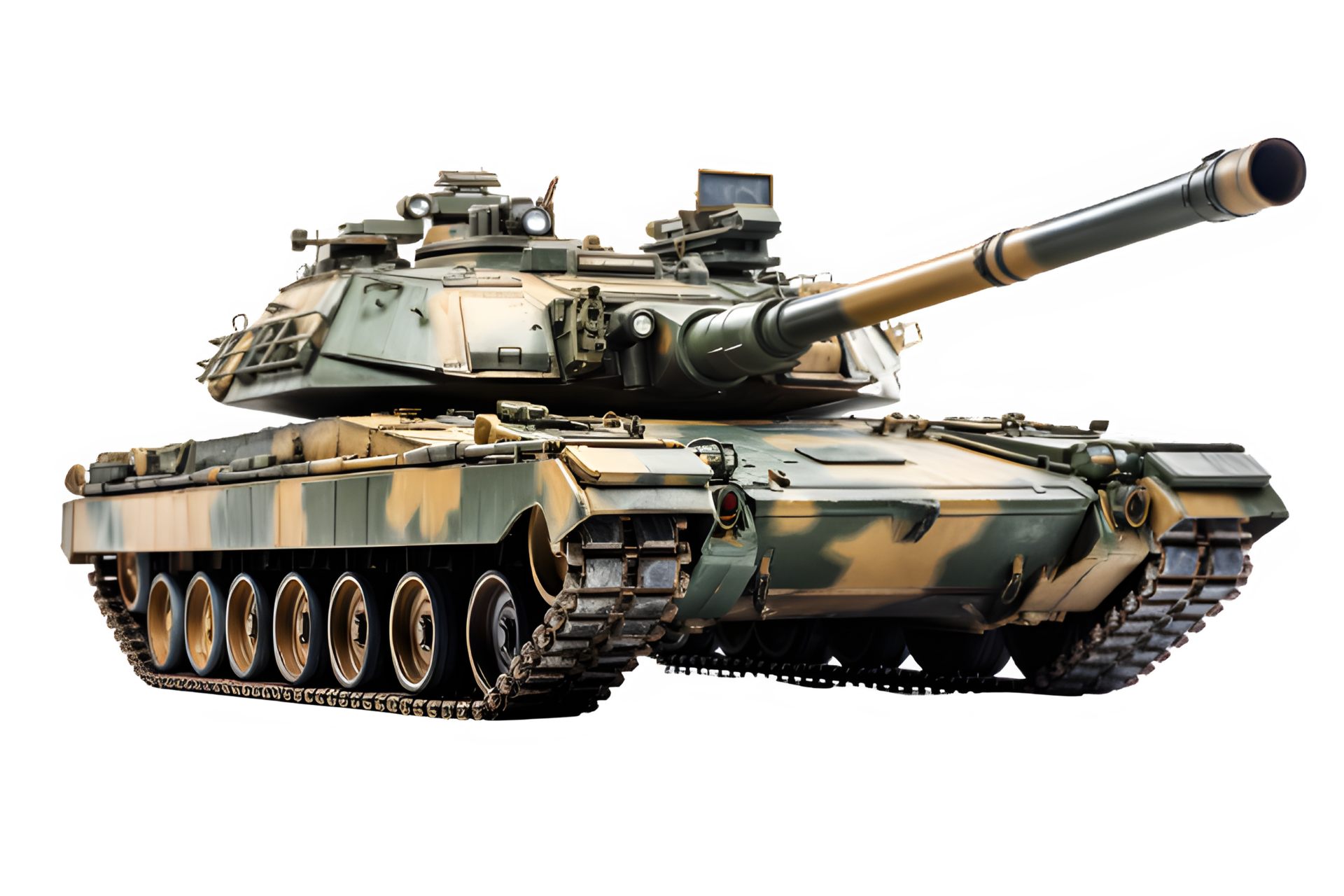 battle tank side view isolated on transparent background ,military
