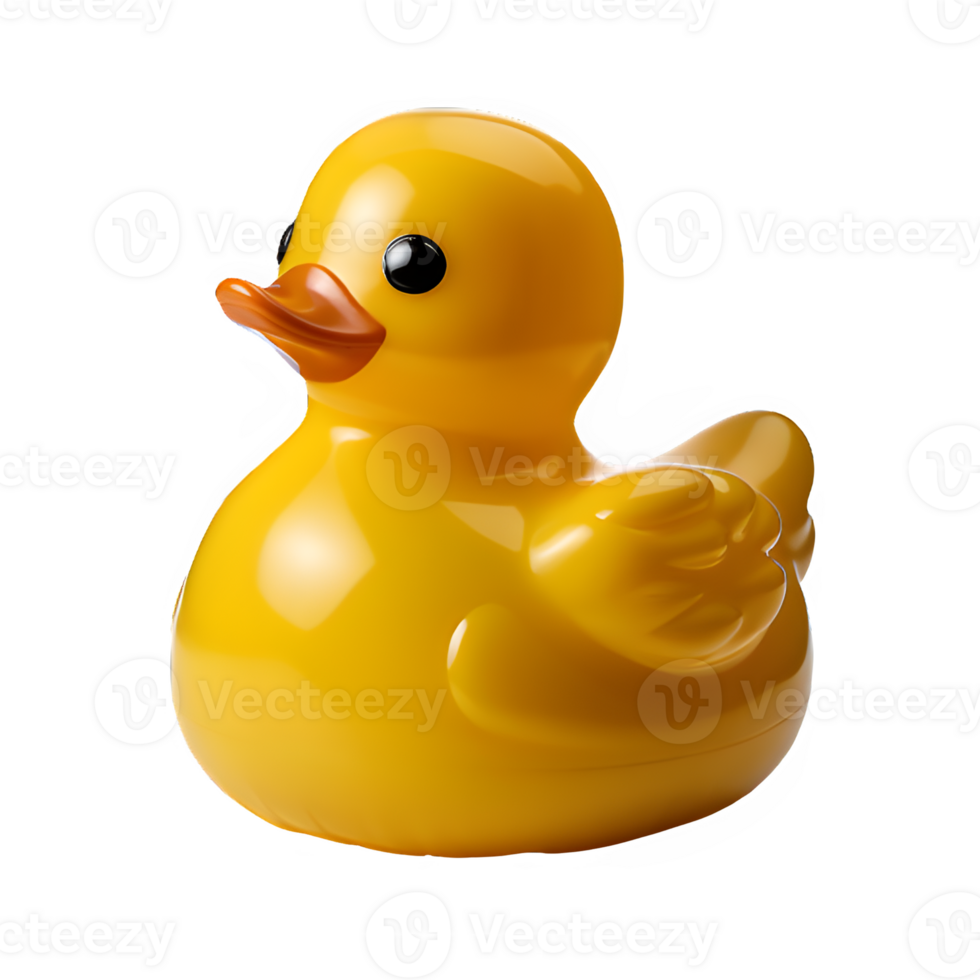 rubber duck toy isolated on transparent background,cute plastic yellow duck toy png ,generative ai