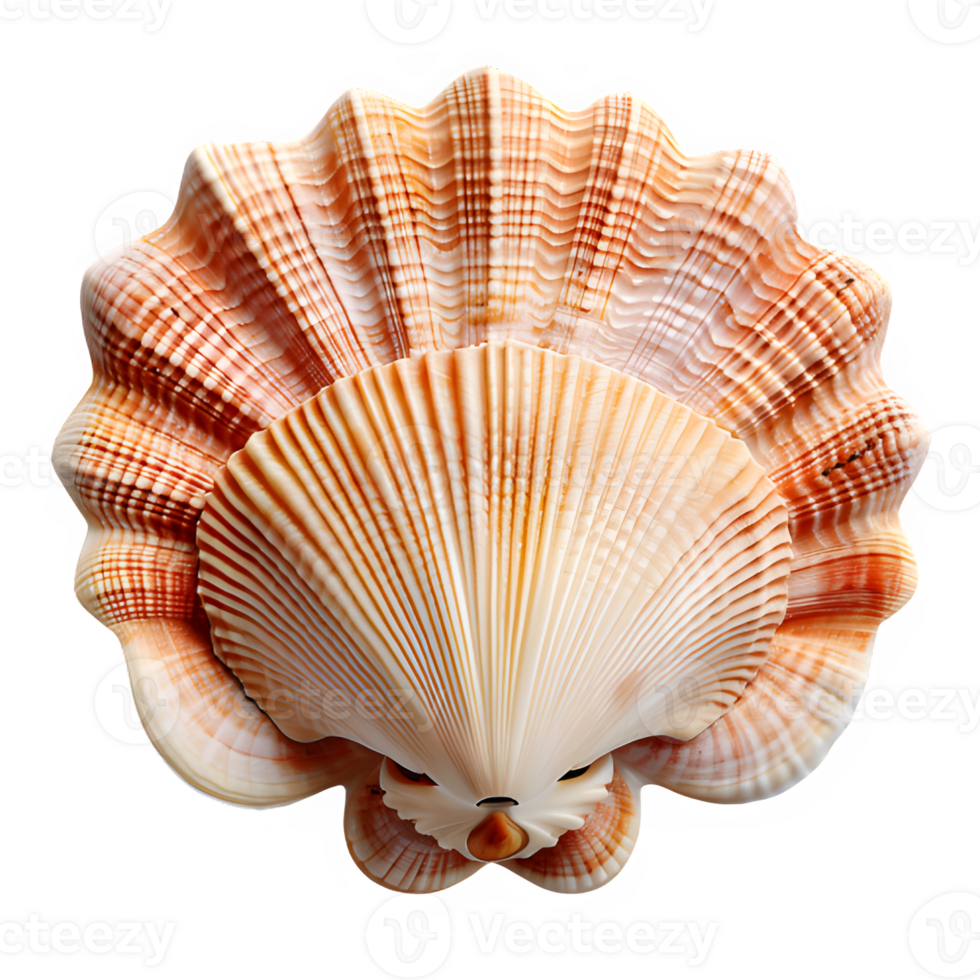 white clam shell isolated on transparent background ,sea shell top view