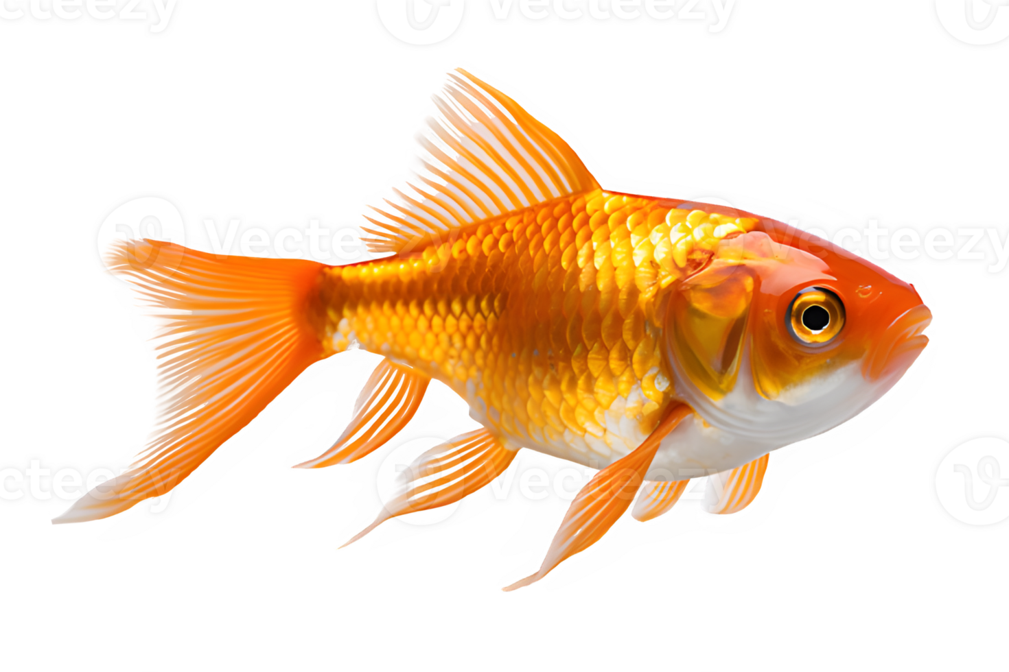 goldfish isolated on transparent background ,ornamental fish png ,generative ai