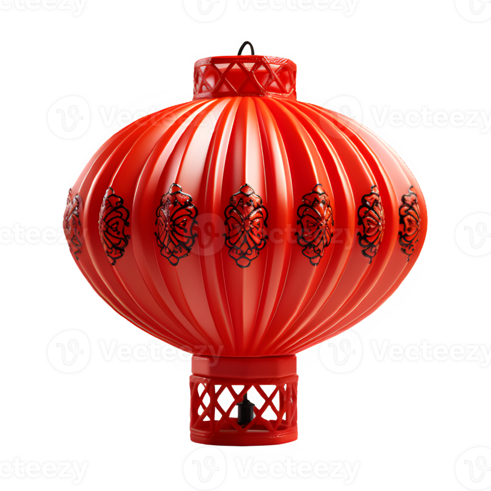 Traditional Chinese red lantern isolated on transparent background ,red lantern ornament ,generative ai png