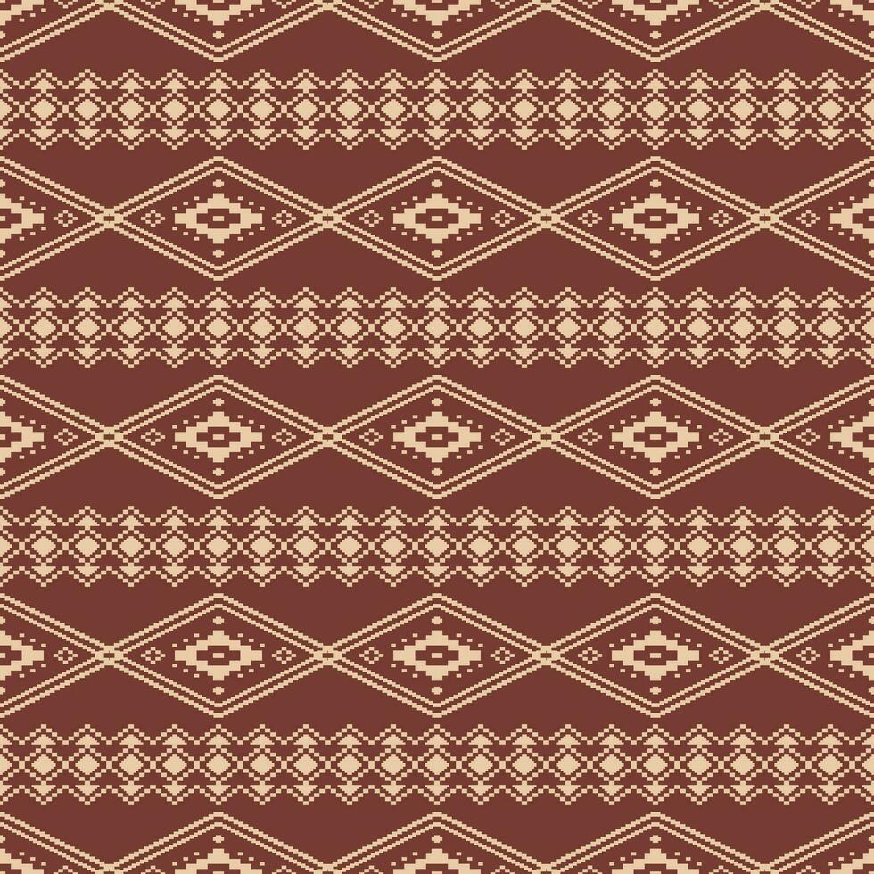 Ethnic stripe pixel pattern of seamless oriental tribe. Geometric abstract vector with native vintage style. Design for textile, fabric, clothing, curtain, rug, ornament, wrapping.