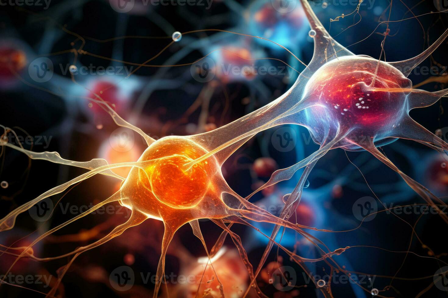 Exceptionally detailed macro view of neuronal cell structures within the brain photo