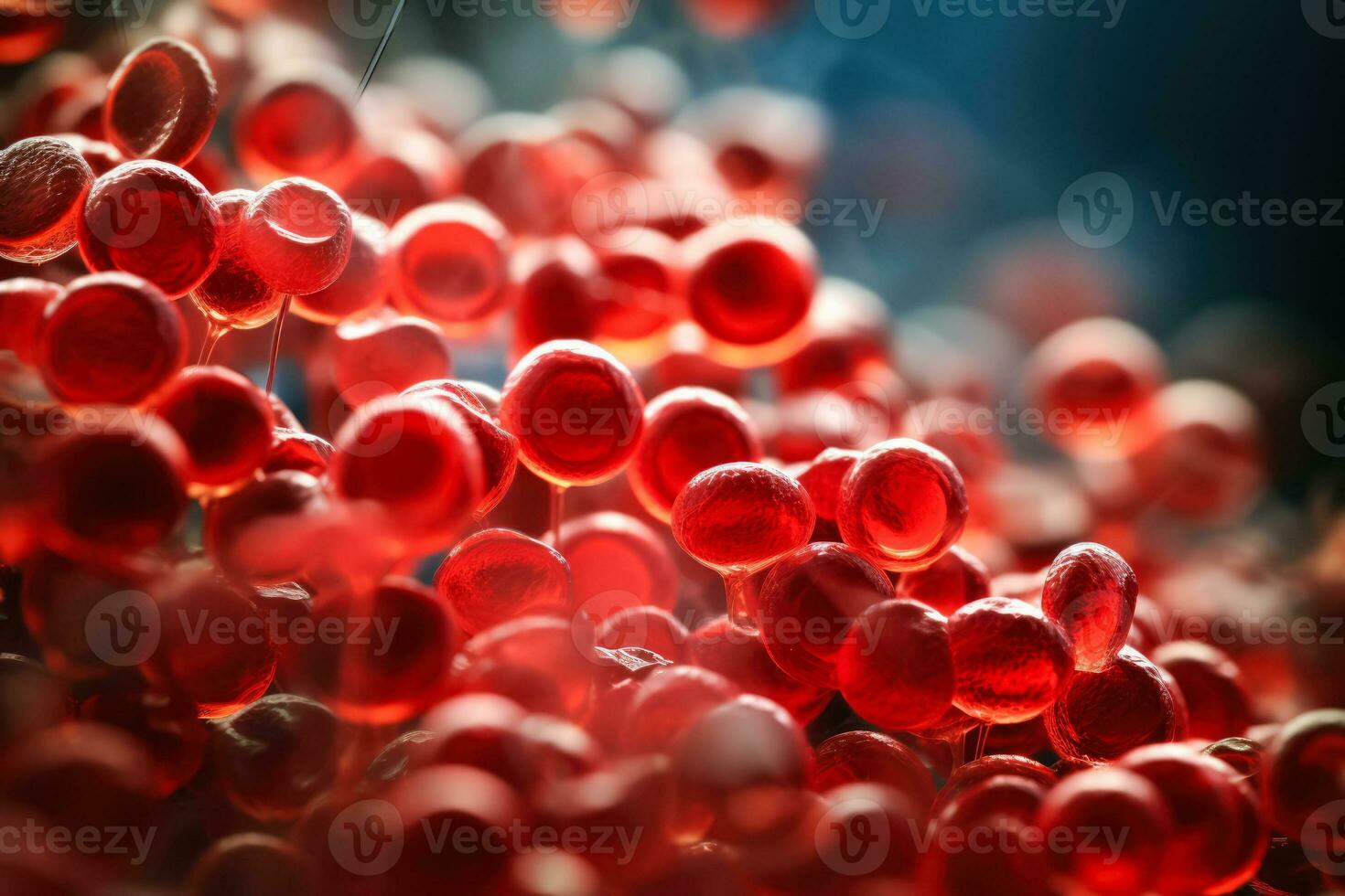 Superior magnified views of human blood cells under microscope examination photo