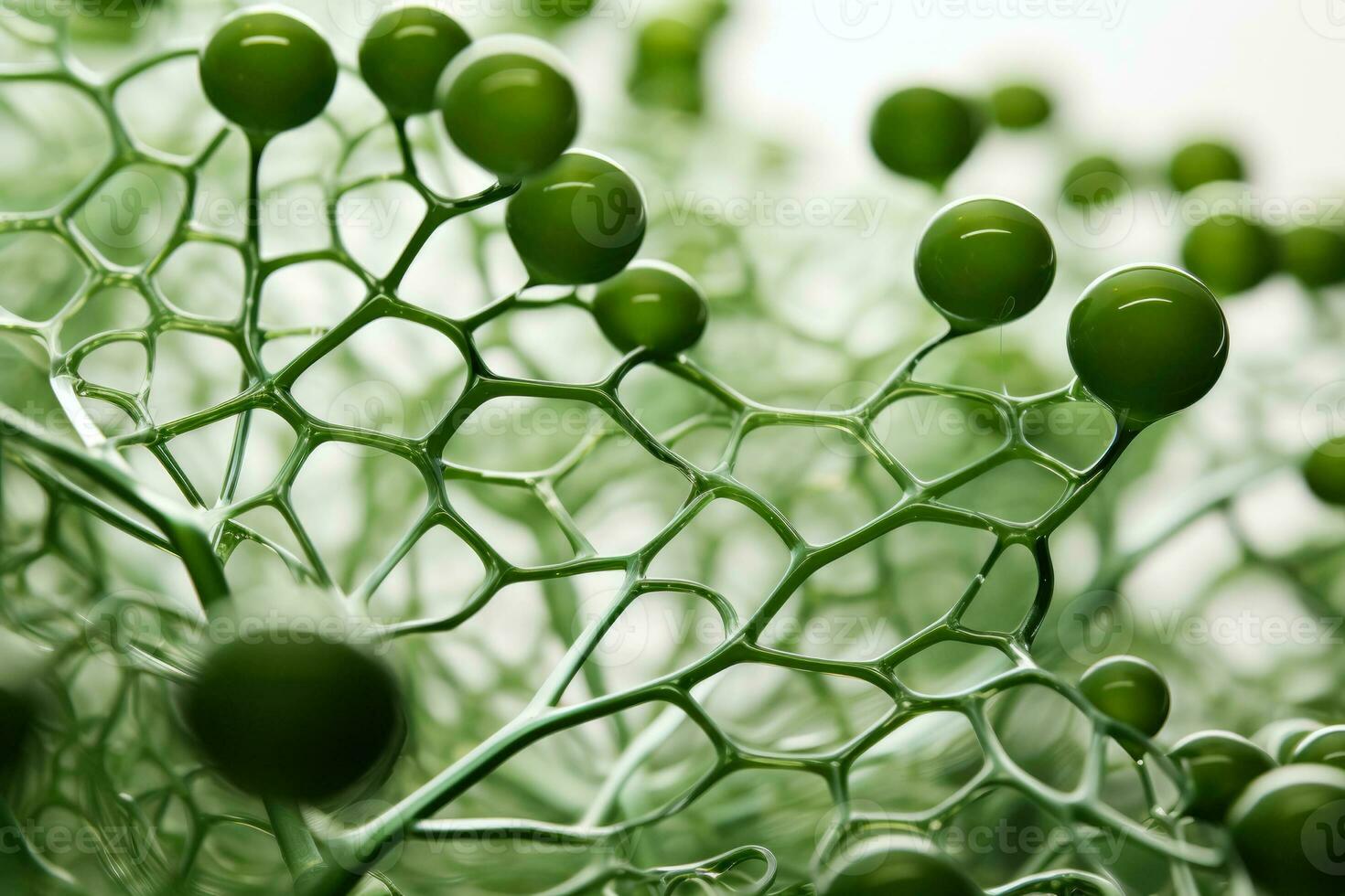 Close up image of cellular plant structures isolated on a white background photo