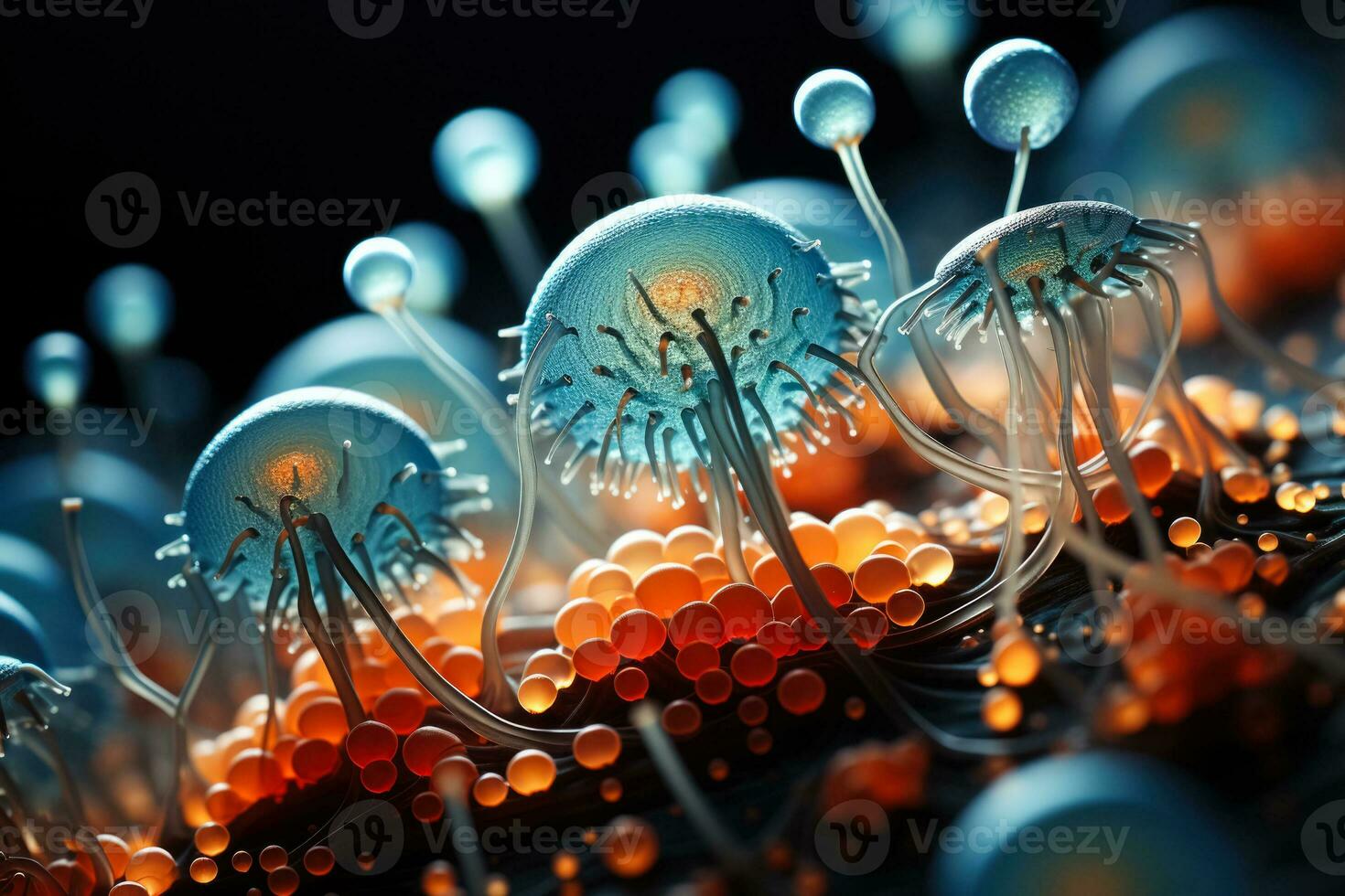 único macro fotografía exhibiendo soltero celled protozoos en microscópico perspectiva foto