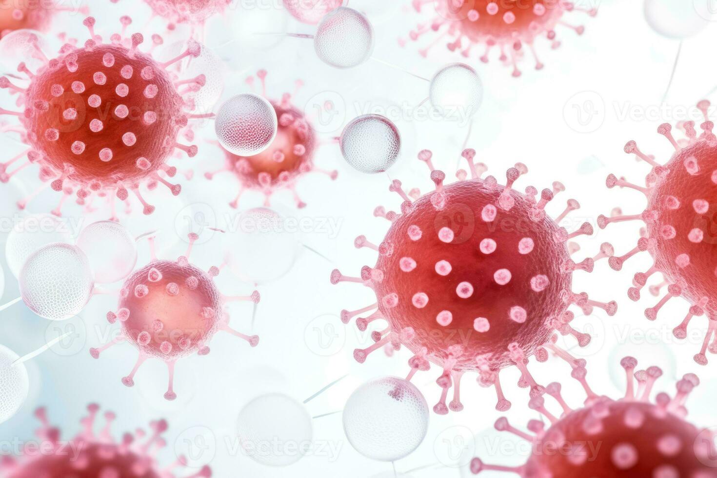 Focused macro image of virus infected cells isolated on a white background photo