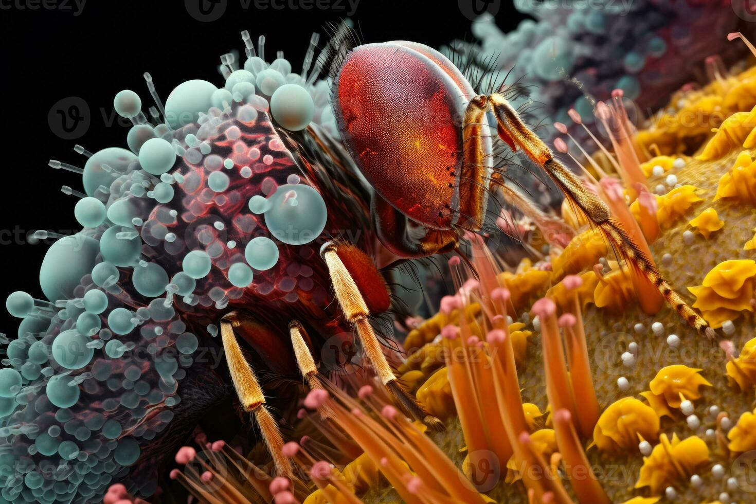 Microscopic marvels High definition imagery of diverse pollen grains in brilliant detail photo