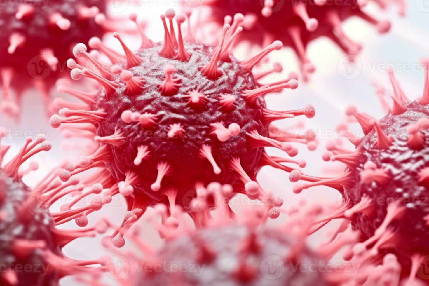 Detailed macro image of virus structures isolated on a white background photo