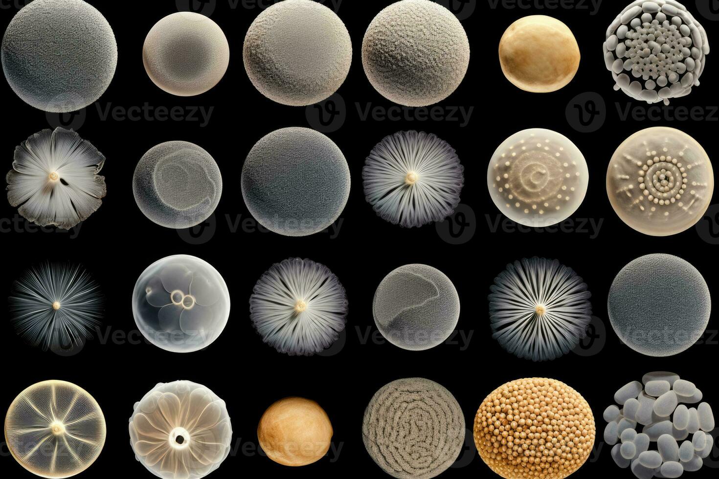 Highly magnified snapshots of yeast cells under microscope revealing unique patterns photo