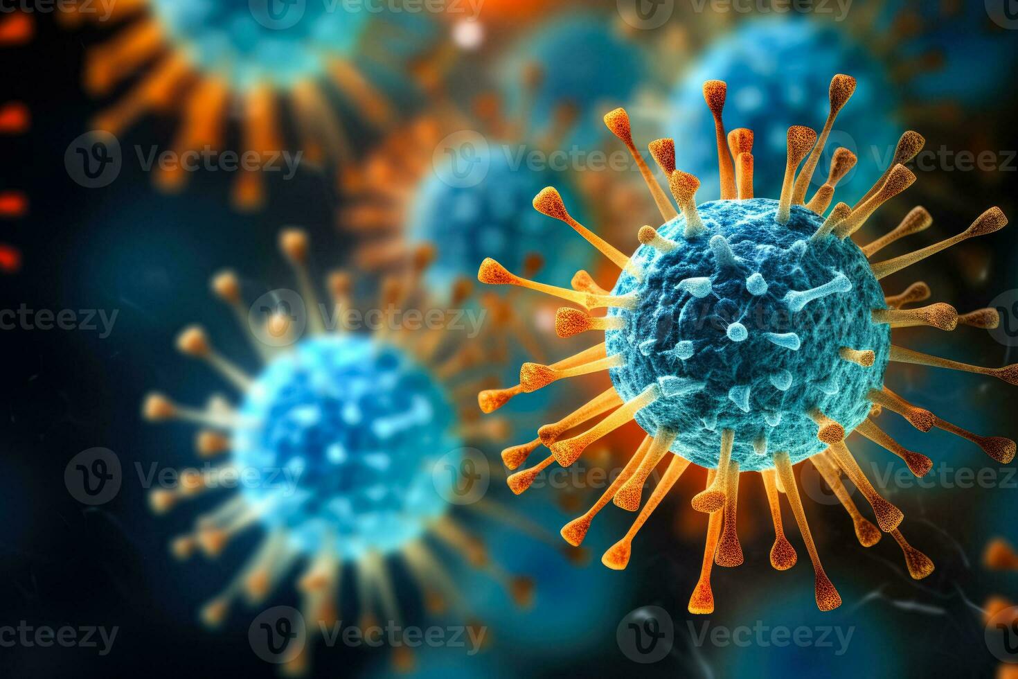 Exceptional macro image of virus infected cells under potent microscopy photo