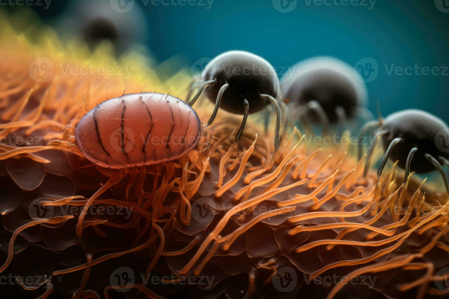 Detailed examination of microscopic parasites via high resolution macro photography photo