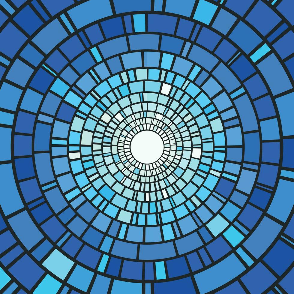 Abstract mosaic blue background in the form of concentric circles vector