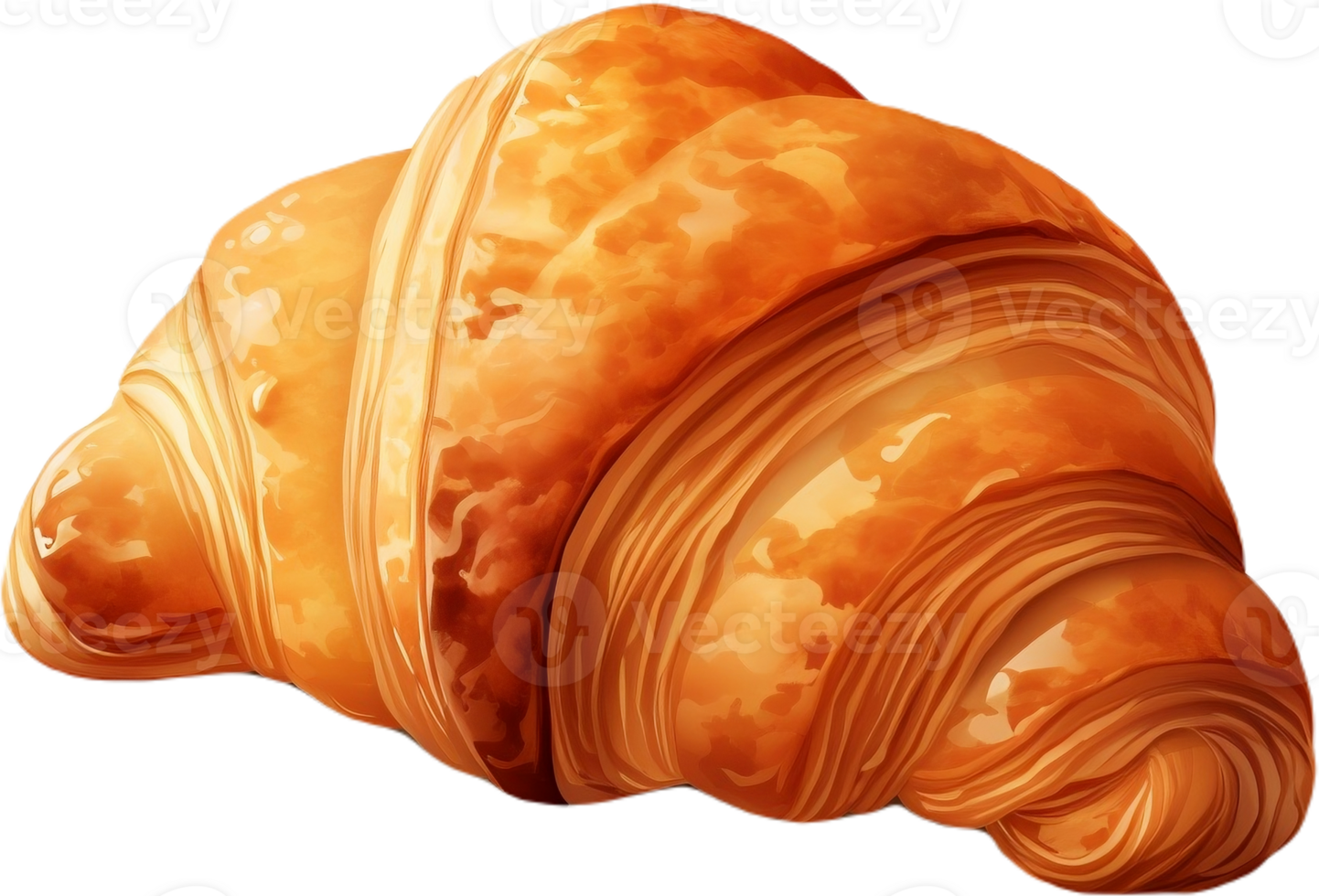The croissant is golden yellow, with a crisp exterior and a soft interior. AI Generated png