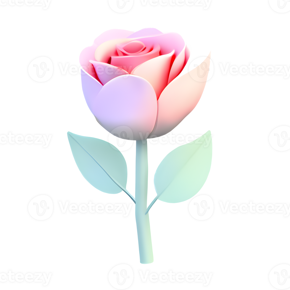 A pale pink rose, a single bloom accompanied by a green stem.  AI Generative png