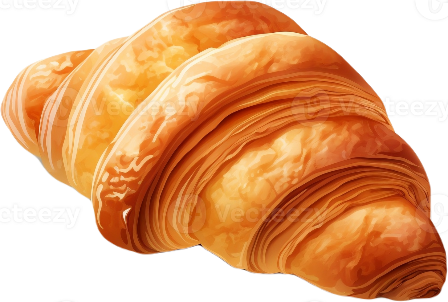 The croissant is golden yellow, with a crisp exterior and a soft interior. AI Generated png
