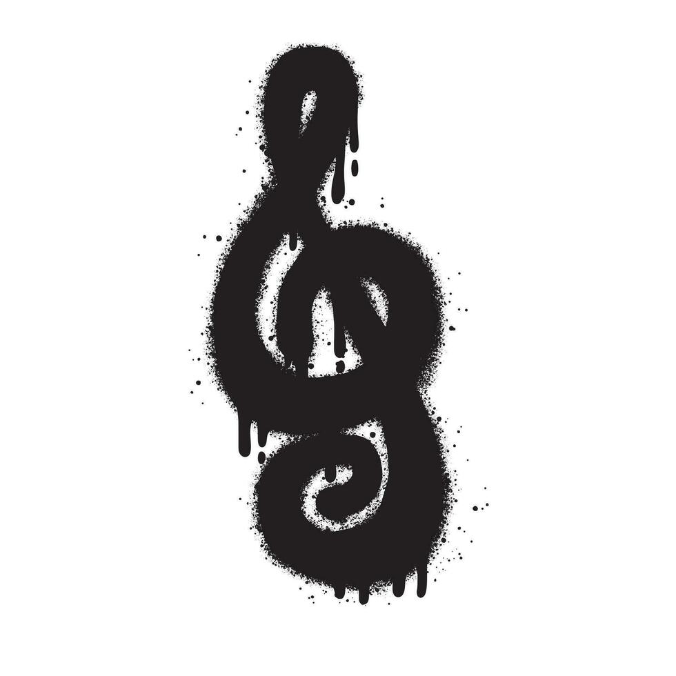 Spray Painted Graffiti treble clef icon Sprayed isolated with a white background. vector