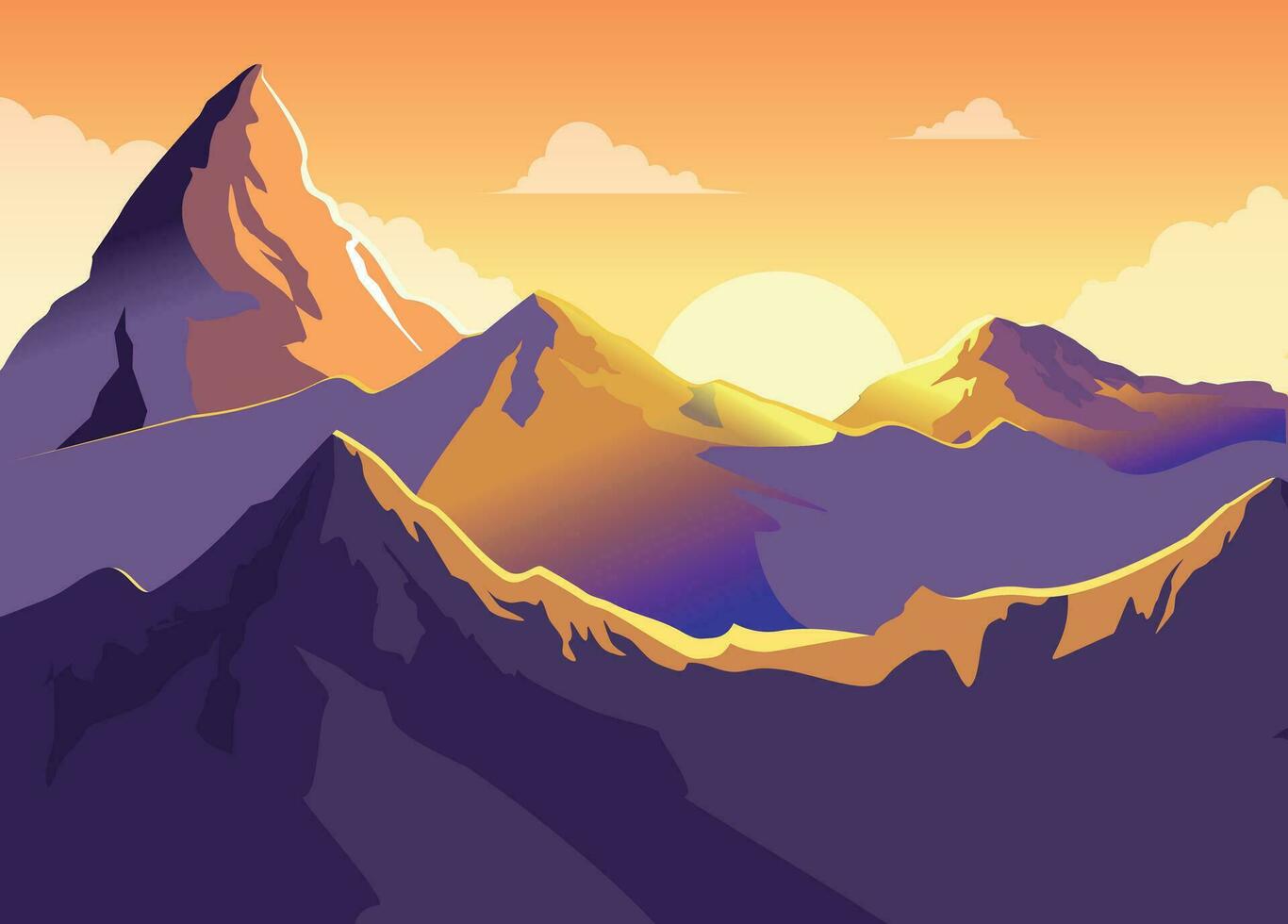 Illustration of a mountain landscape. Painted mountains vector
