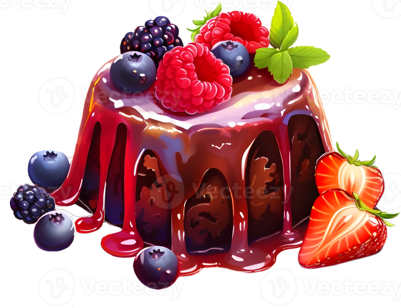 The combination of the rich chocolate lava cake and the sweet and tart berries is simply