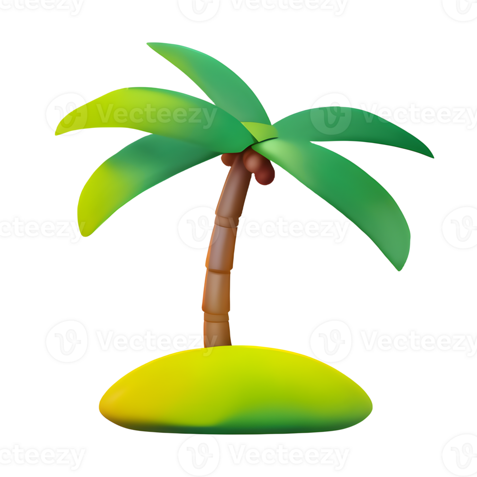 Coconut trees are located on the island. AI Generated 30740749 PNG