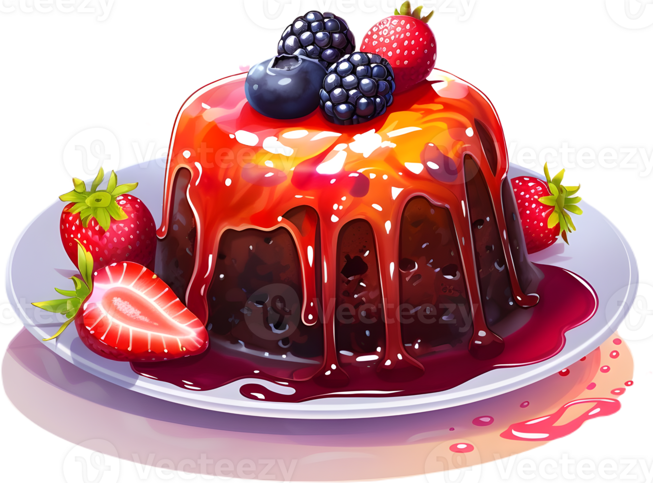 The combination of the rich chocolate lava cake and the sweet and tart berries is simply