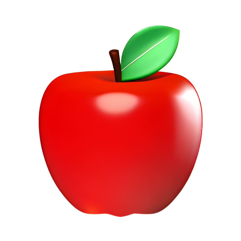 red apple with leaves on top. AI Generated png