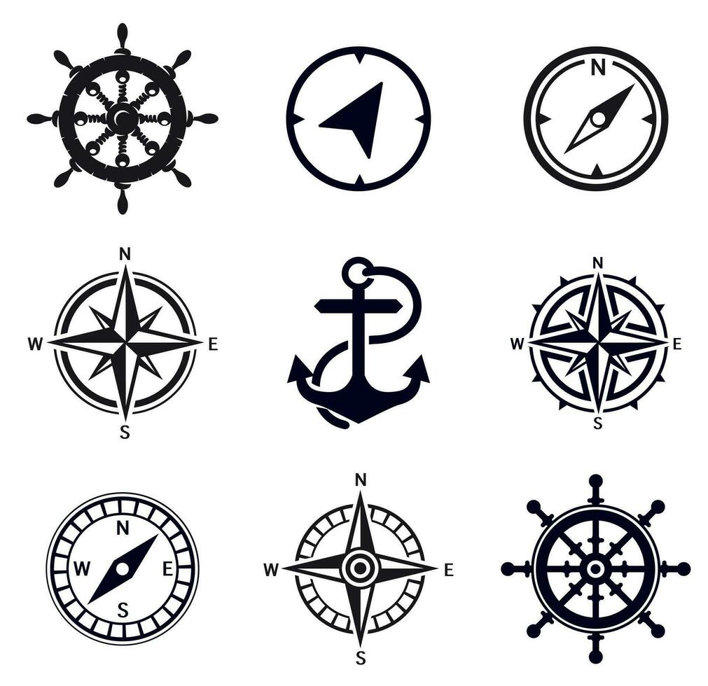 A set of marine theme icons vector