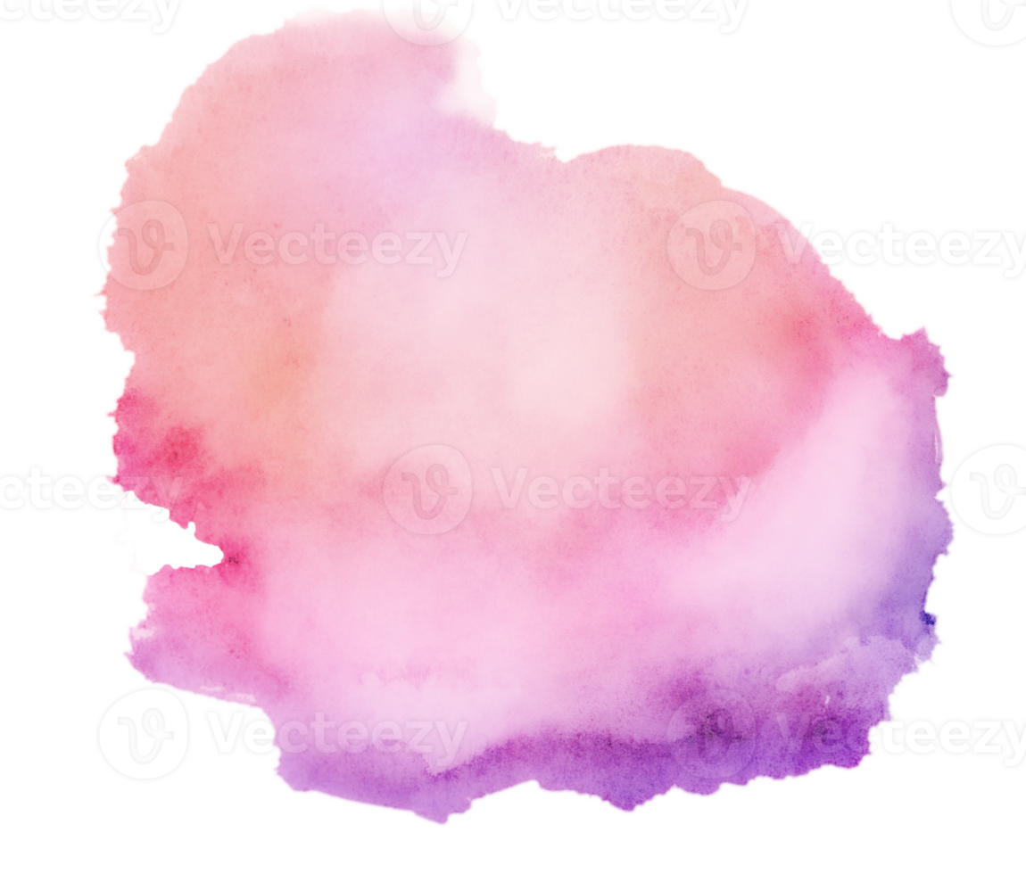 Abstract violet watercolor stains on watercolor paper textured background png