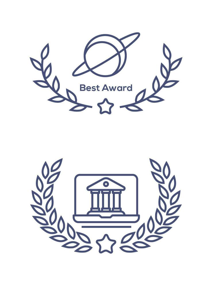 Outline image of awards badges vector