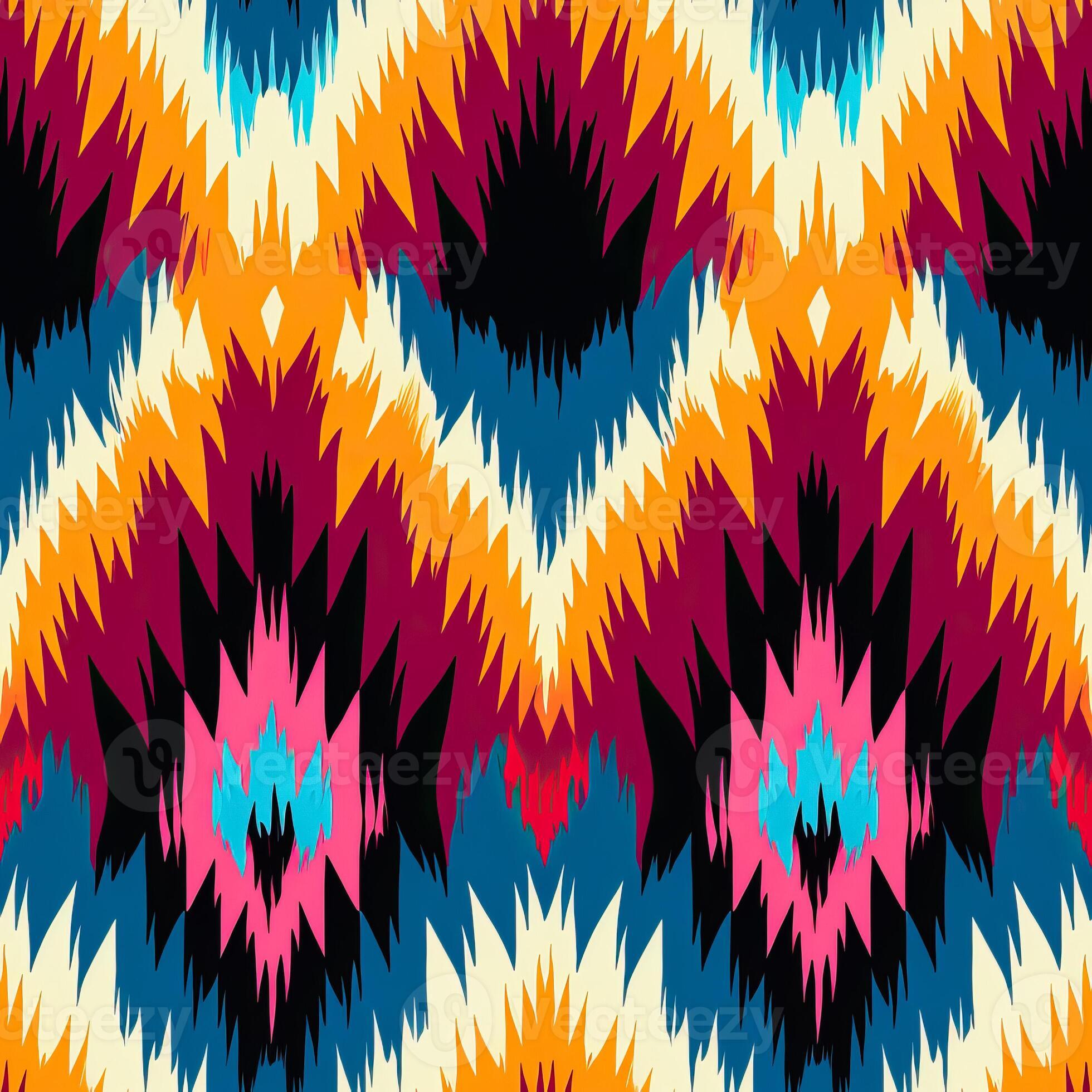 Bold ikat pattern textile background highlighting complex weaving and dyeing techniques 30740967