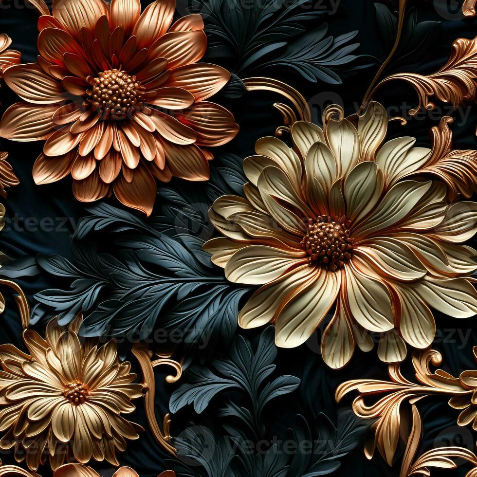 Luxurious brocade silk fabric background radiating elegance with intricate patterns photo