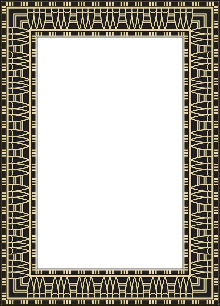 Vector gold and black square Egyptian ornament. Endless Rectangle, Ring of Ancient Egypt. Geometric African frame