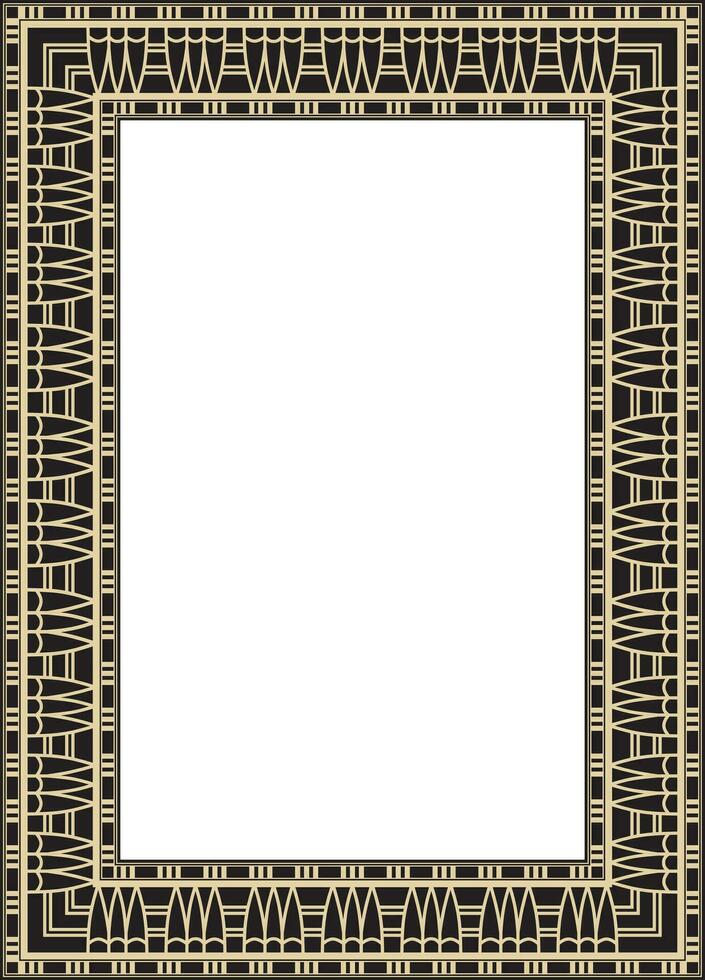 Vector gold and black square Egyptian ornament. Endless Rectangle, Ring of Ancient Egypt. Geometric African frame