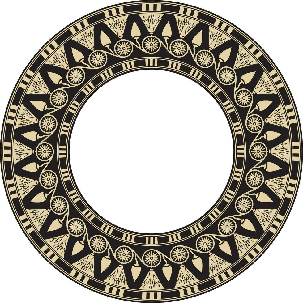 vector redondo oro y negro egipcio ornamento. interminable circulo borde, antiguo Egipto marco