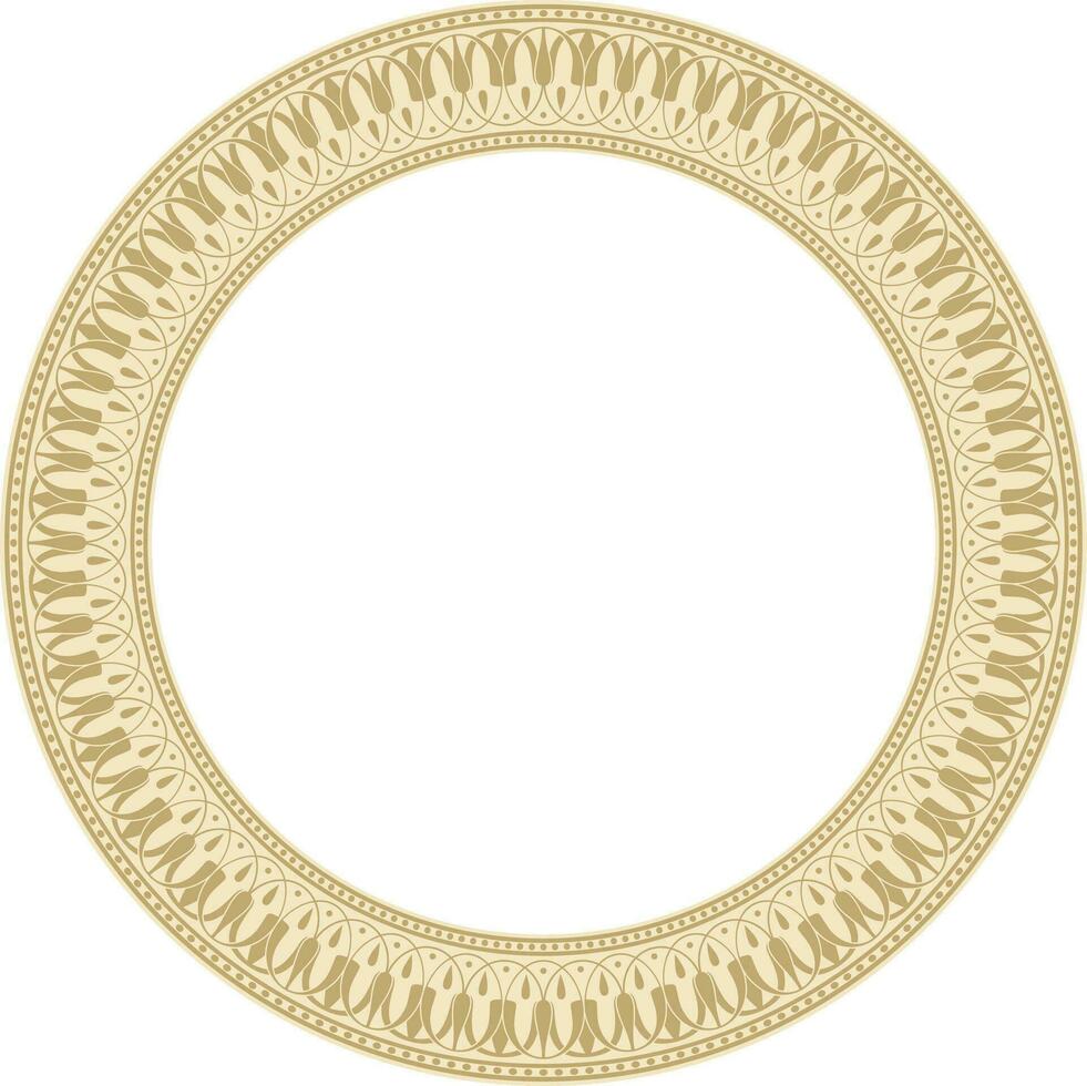 Vector gold round classic Greek meander ornament. Pattern, circle of Ancient Greece. Border, frame, ring of the Roman Empire