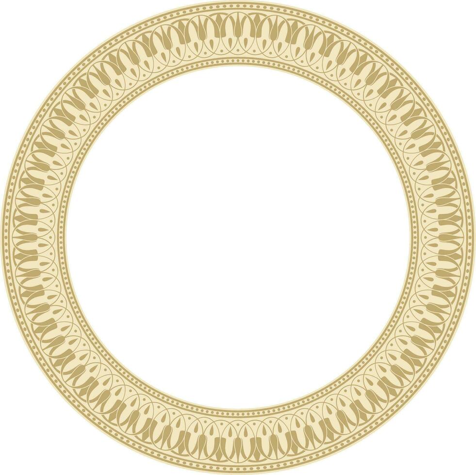 Vector gold round classic Greek meander ornament. Pattern, circle of Ancient Greece. Border, frame, ring of the Roman Empire