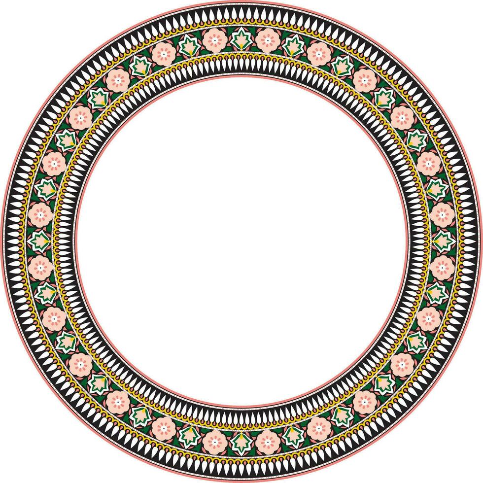 Vector round national Indian ornament. Color circle border, frame, ring