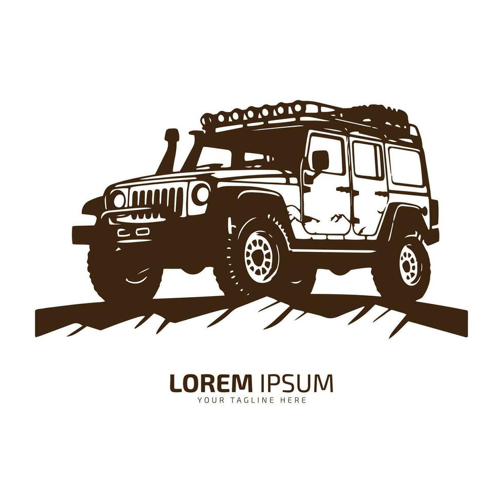 Minimal and abstract logo of jeep icon off road vector car silhouette isolated design old car