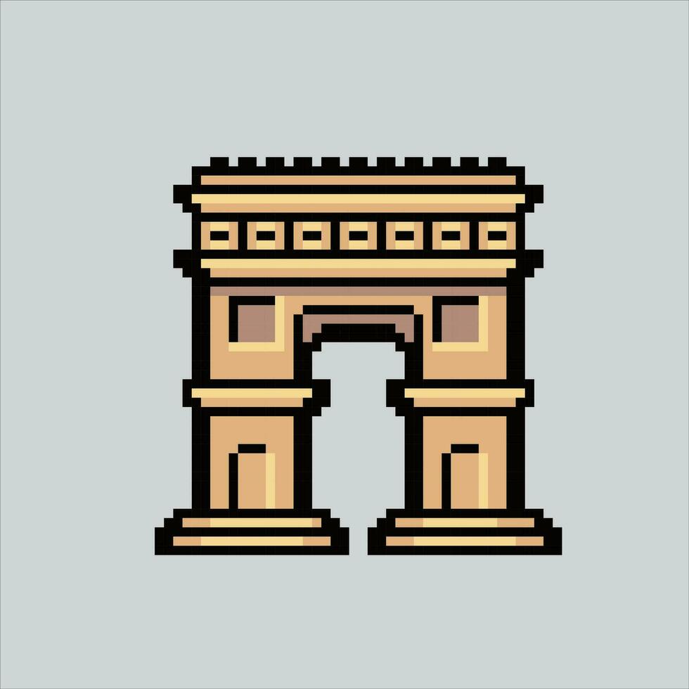 Pixel art illustration Arc de Triomphe. Pixelated Arc de Triomphe. Arc de Triomphe France landmark icon pixelated for the pixel art game and icon for website and video game. old school retro. vector