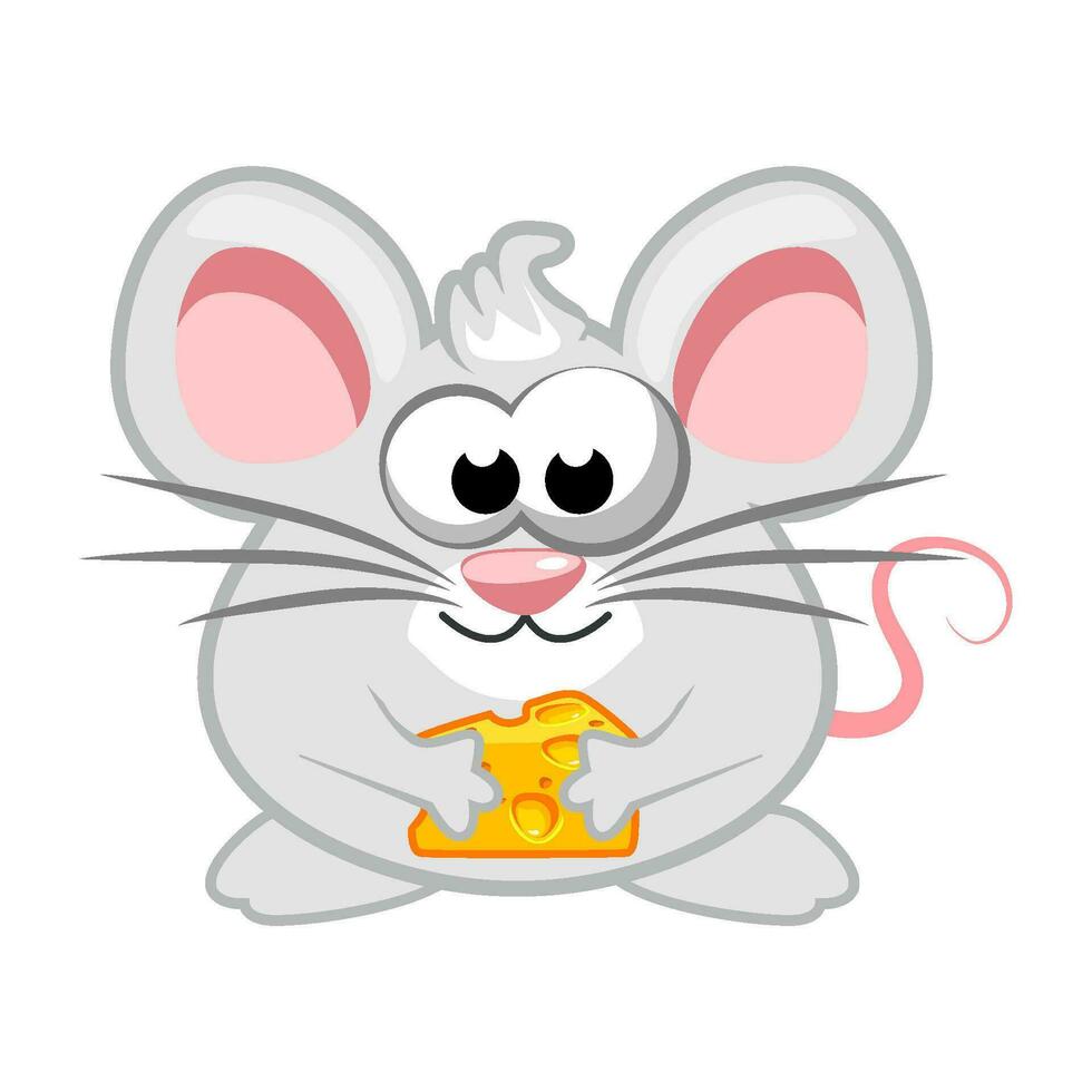 cartoon mouse with cheese vector