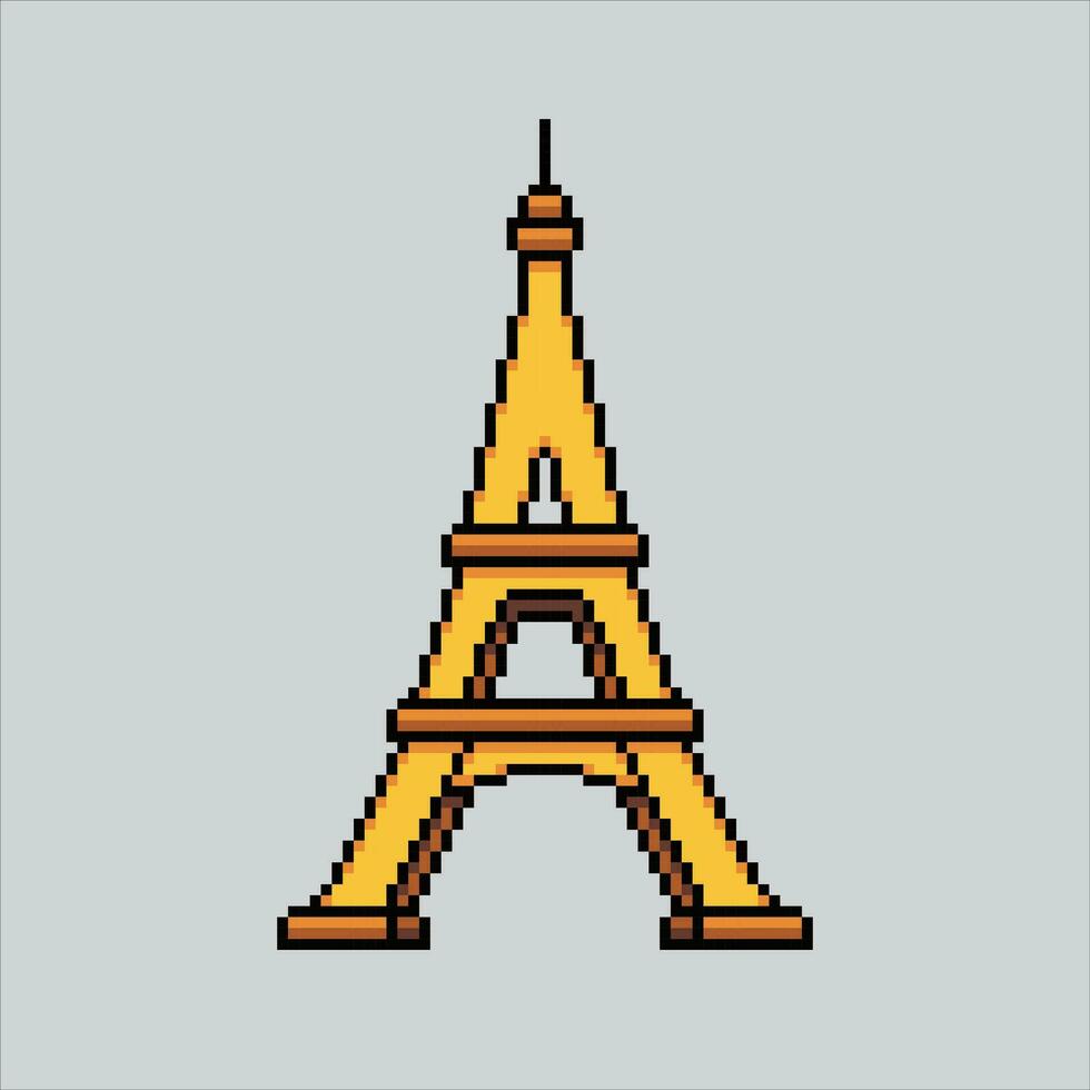 píxel Arte ilustración eiffel pixelado eiffel torre. eiffel torre punto de referencia icono pixelado para el píxel Arte juego y icono para sitio web y vídeo juego. antiguo colegio retro vector