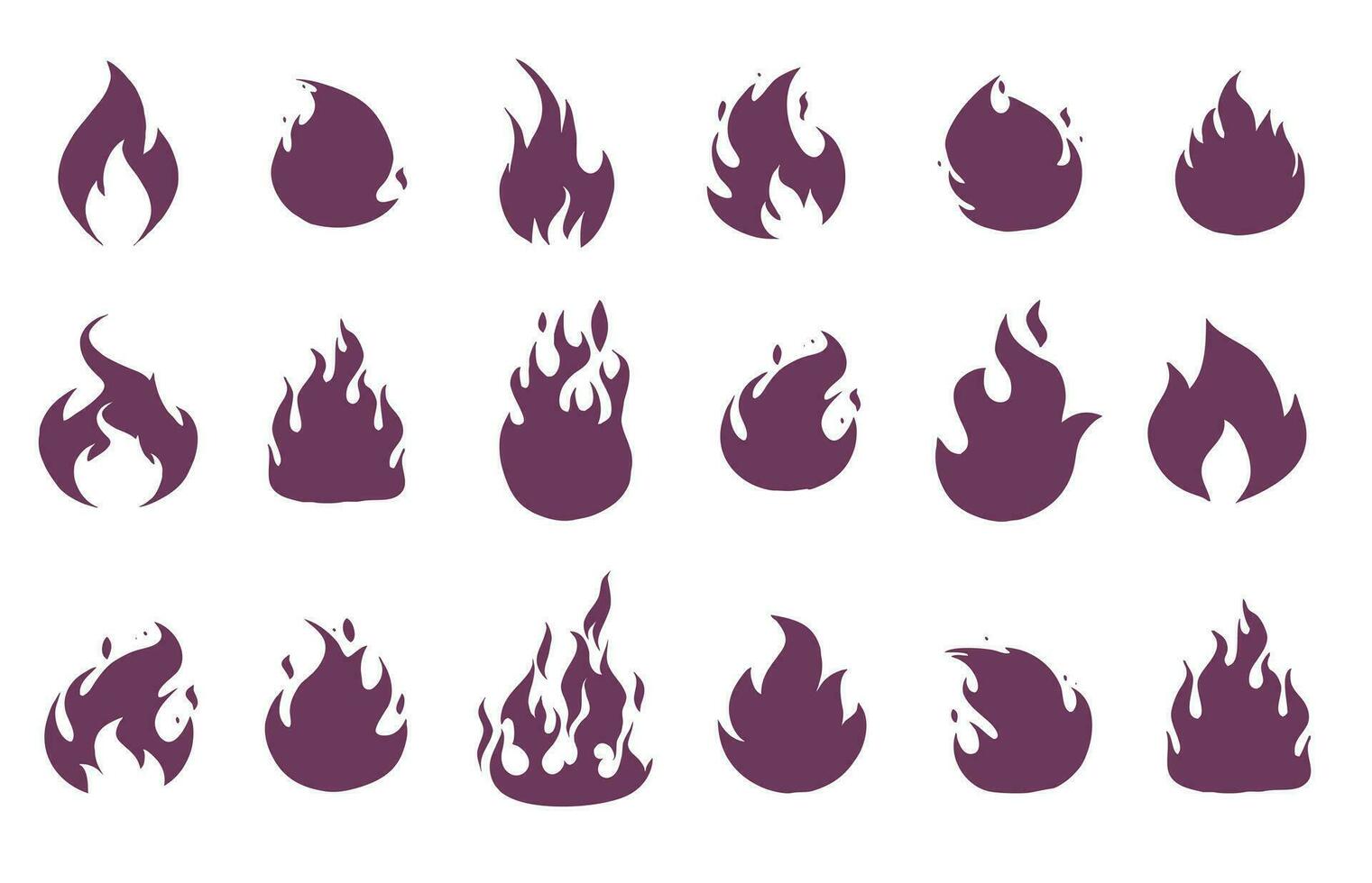 Big set of flame silhouettes vector