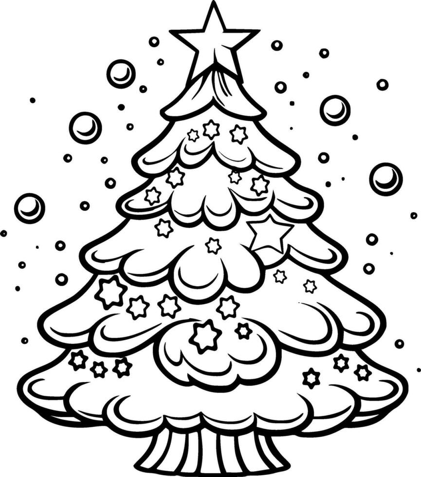 Christmas Tree Coloring Book Illustration vector