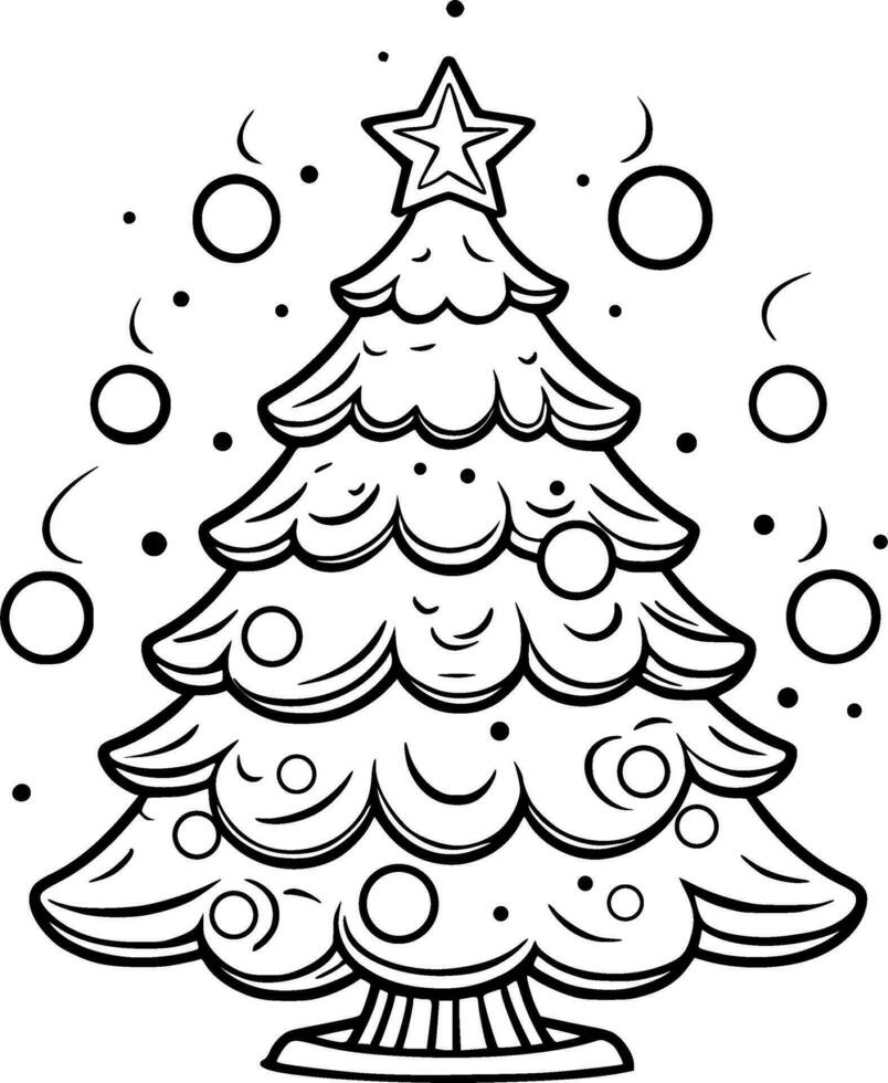 Christmas Tree Coloring Book Illustration vector