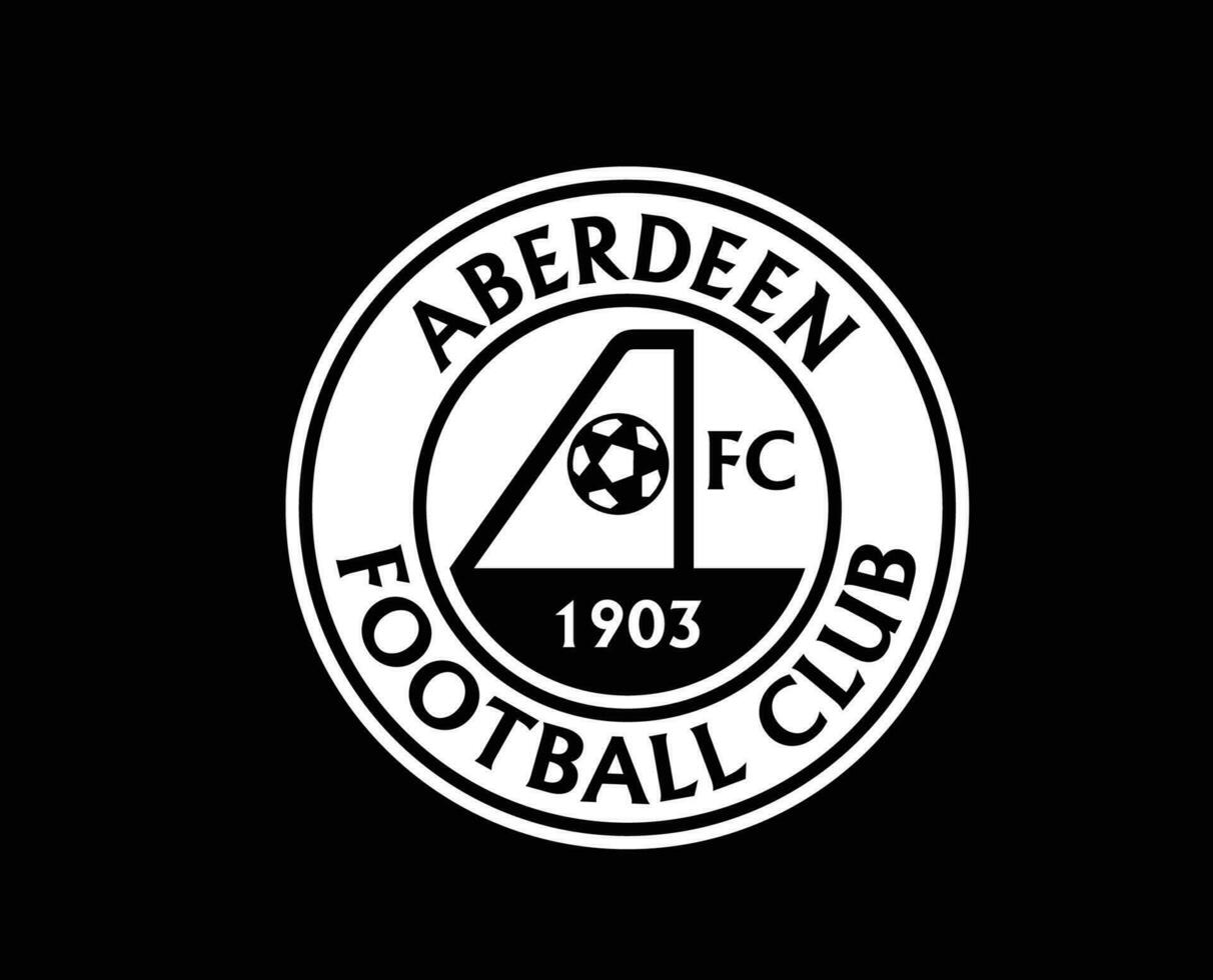 Aberdeen fc club logo símbolo blanco Escocia liga fútbol americano resumen diseño vector ilustración con negro antecedentes