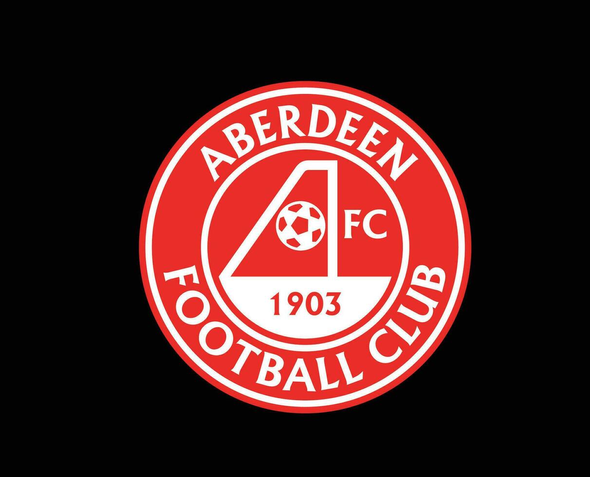 Aberdeen FC Club Logo Symbol Scotland League Football Abstract Design Vector Illustration With Black Background