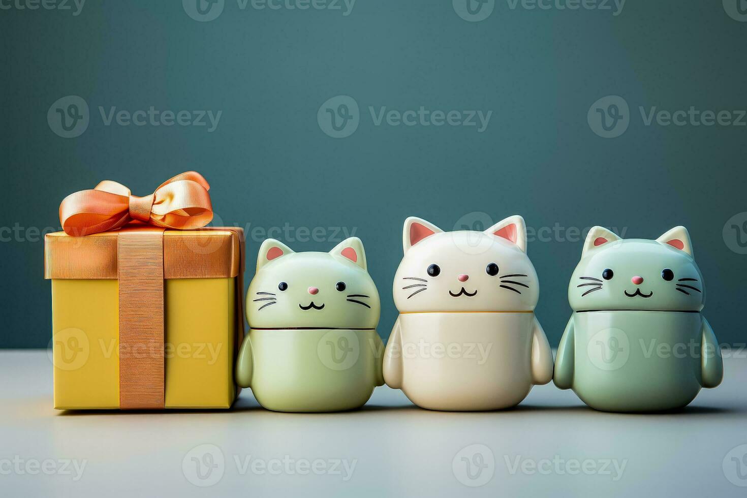 Cat specific minimalist style Christmas gifts isolated on a gradient background photo